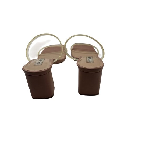 Steve Madden Size 8 High Heel Sandals Beige With Clear Straps - Picture 5 of 12